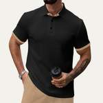 The Cedarcrest Park Men’s Elegant Textured Polo Shirt with Contrast Collar – view 4