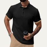 The Cedarcrest Park Men’s Elegant Textured Polo Shirt with Contrast Collar – view 4