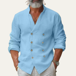 The Silverbrook Ridge Men’s Vintage Stand Collar Double Breasted Shirt – view 4