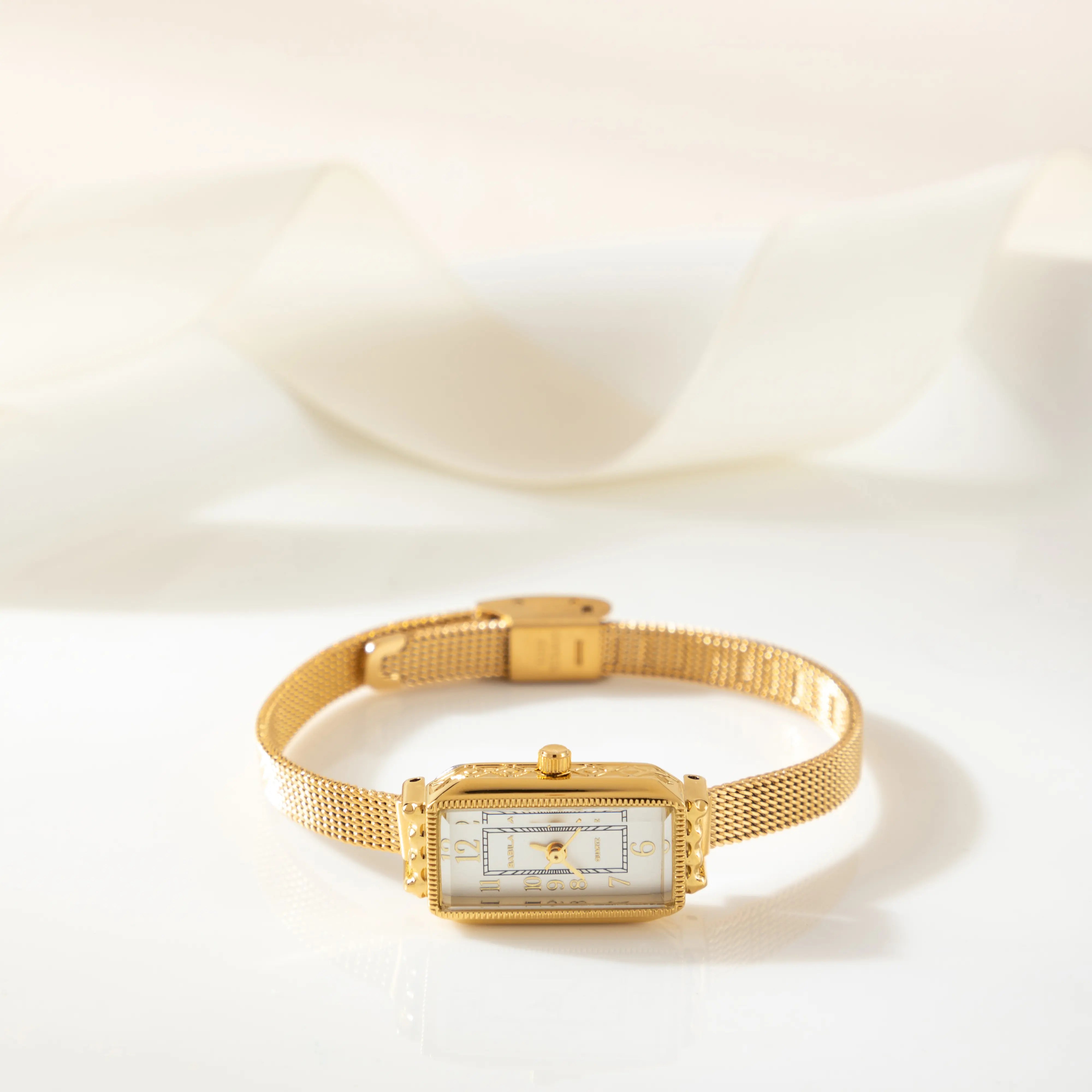 Elena® - Rectangular Dial Gold Watch – view 3