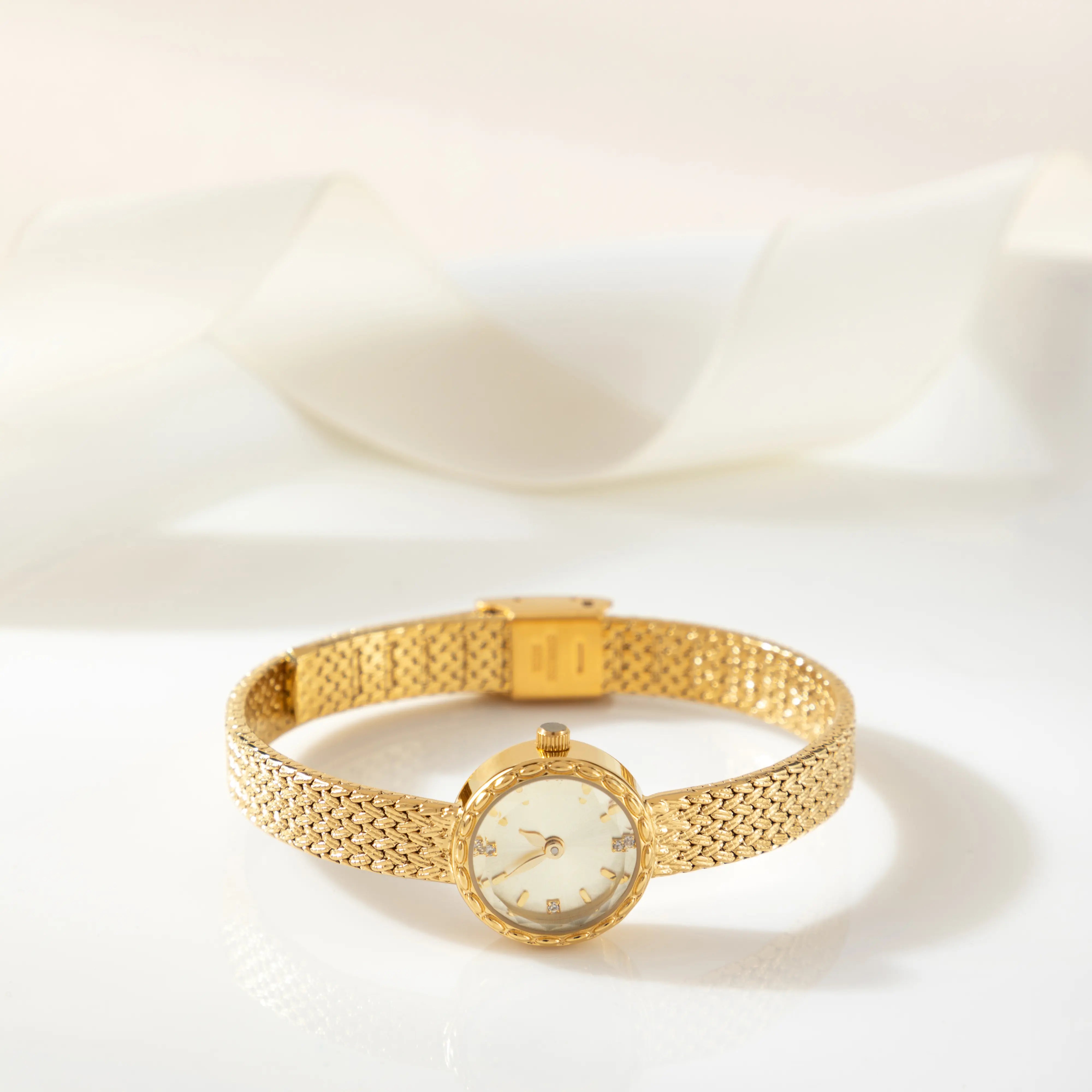 Iris® - Gold Timepiece with Braided Bracelet – view 3