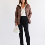 Philomena plum damask quilted jacket for women | Ellie Dublin