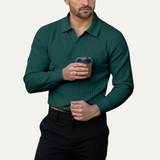 The Oakpark Men’s Trendy Long Sleeve Ribbed Knit Polo Shirt – view 4