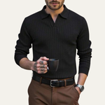 The Ironcrest Hill Men’s Casual Long Sleeve Ribbed Knit Polo Shirt – view 4