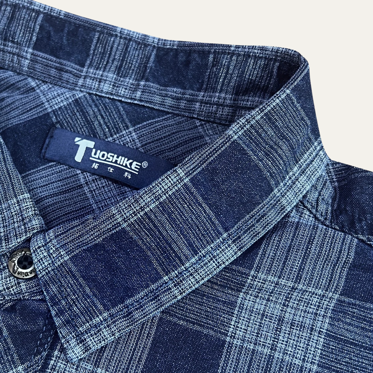The Foxwood Ridge Men’s Plaid Denim Shirt with Chest Pockets – view 4