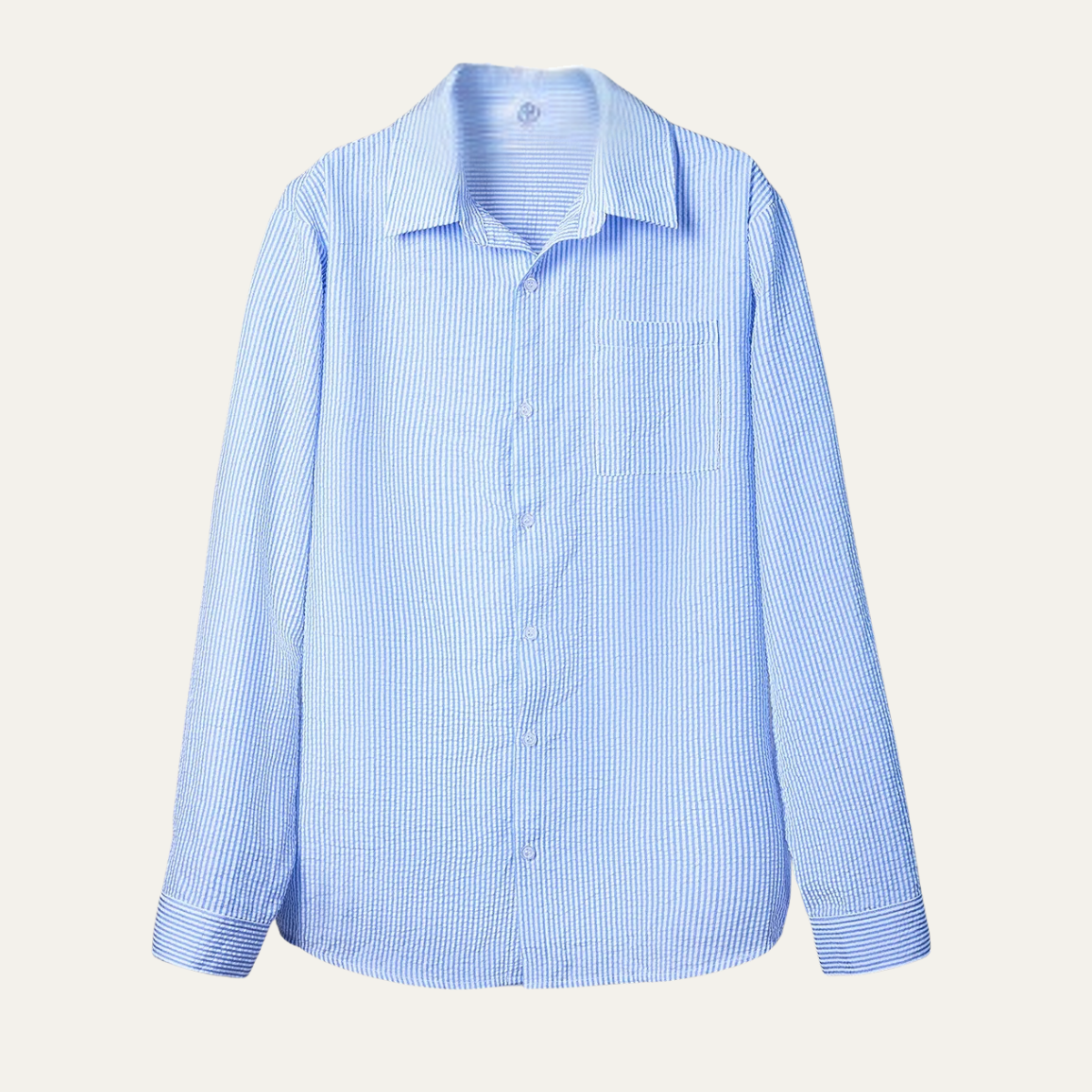 The Maplecrest Park Men’s Lightweight Blue Striped Button-Up Shirt