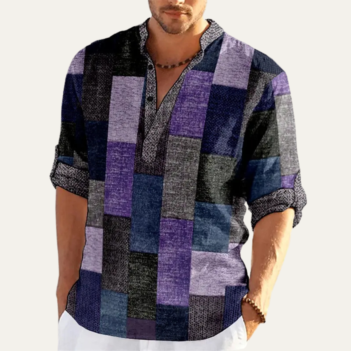 The Cormont Men’s Multicolour Patchwork Casual Polo Shirt – view 4
