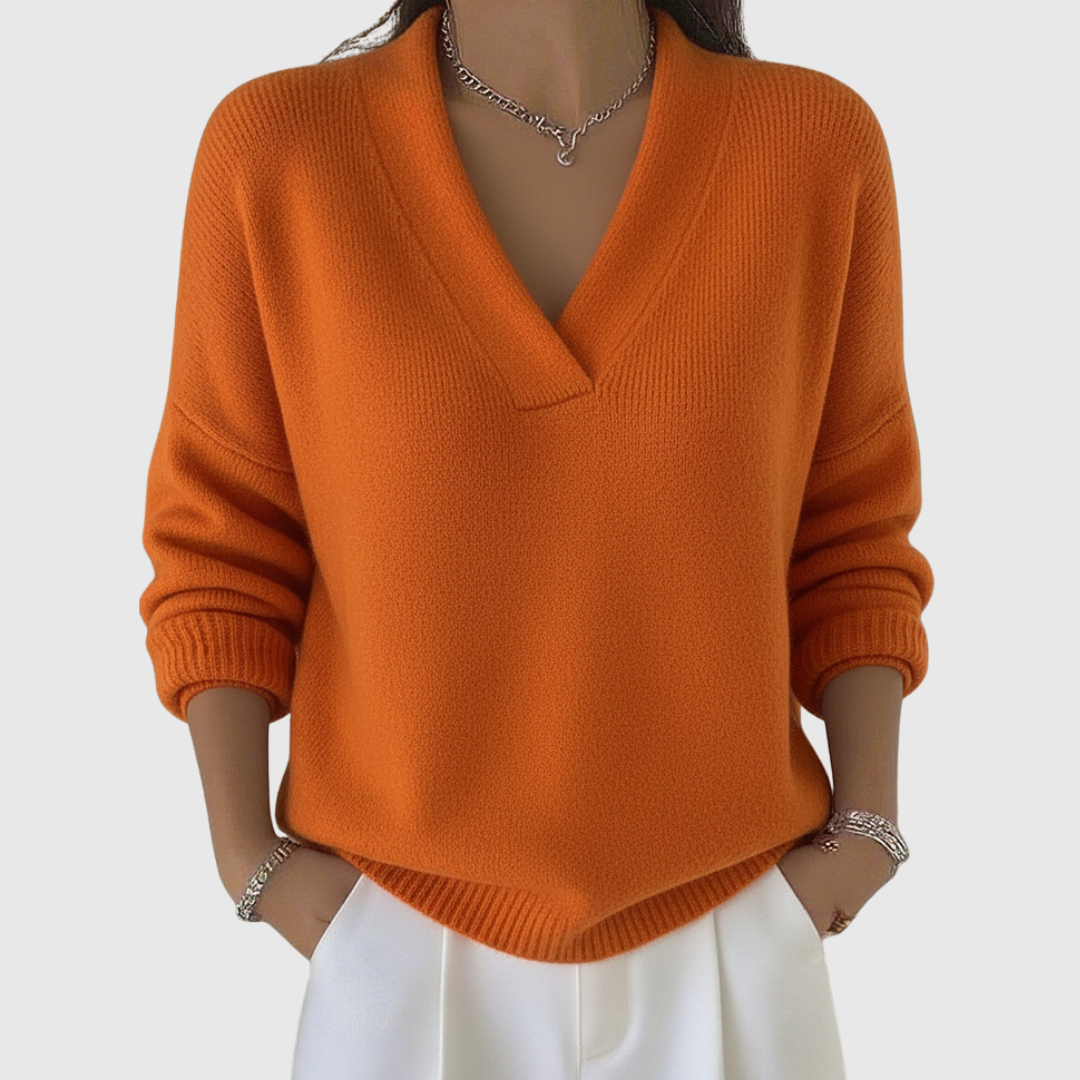 Faye | Relaxed Fit Soft V-Neck Sweater – view 5