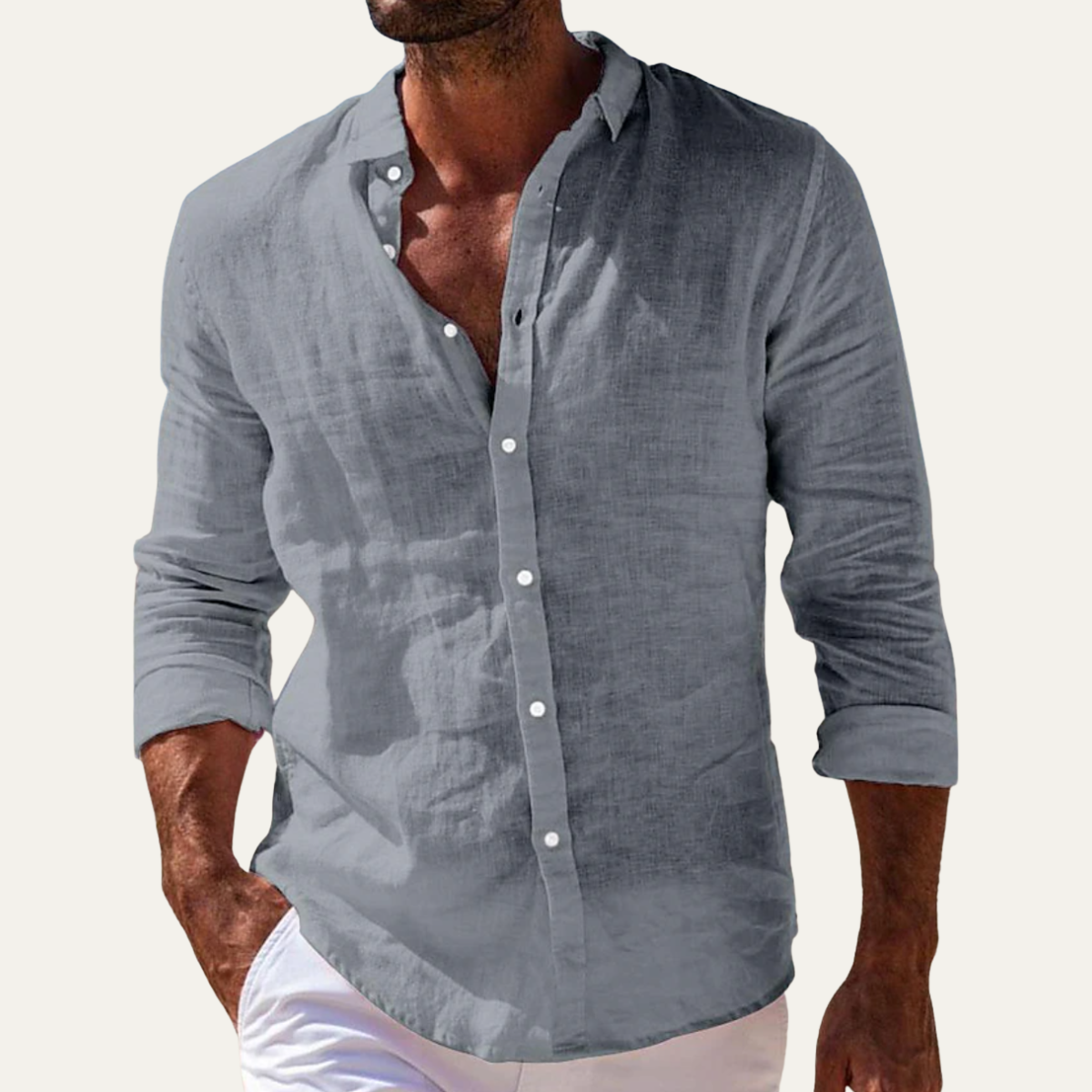 The Willowcrest Park Men's Lightweight Summer Casual Button-Up Shirt – view 4