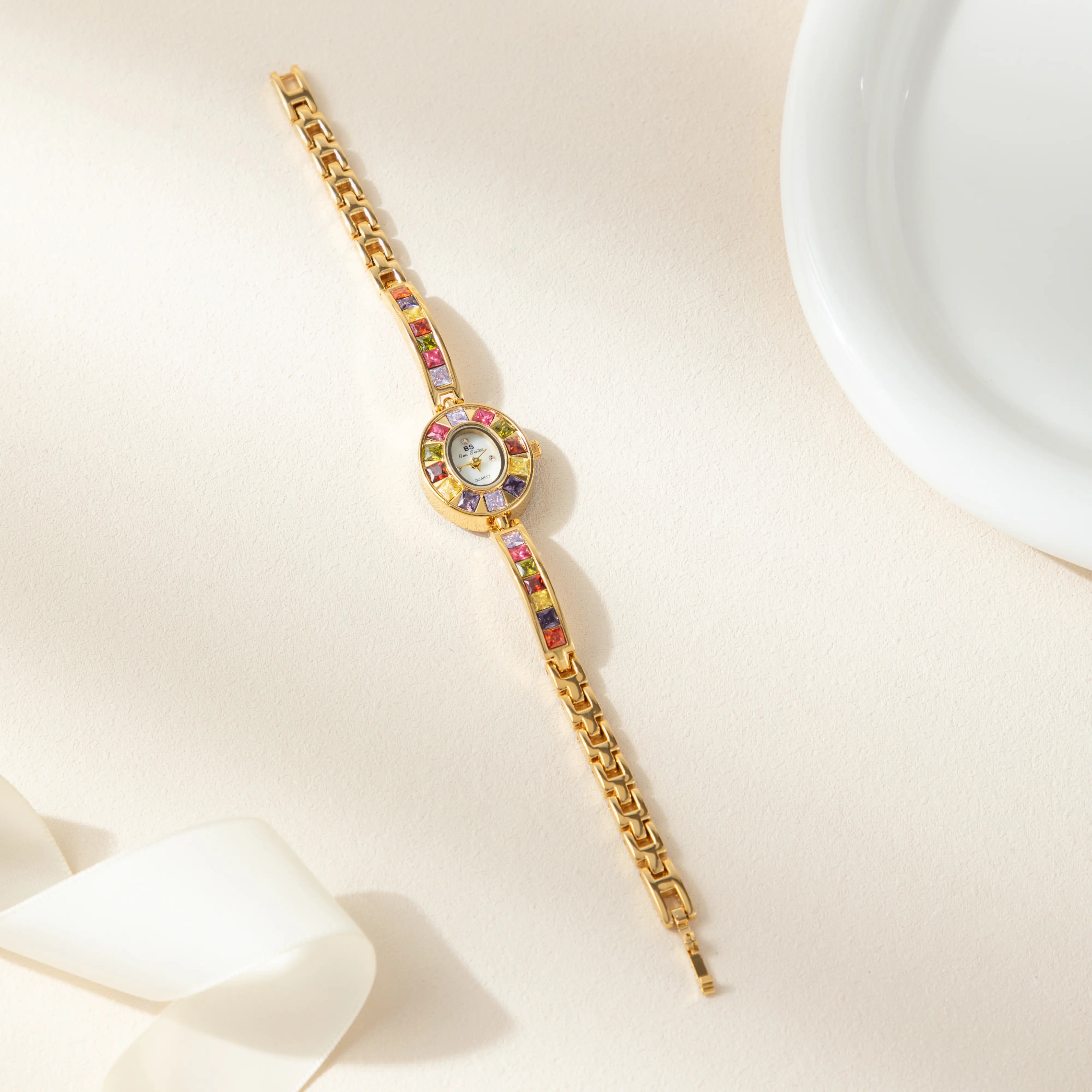 Klara® - Elegant Gold Watch Adorned with Vibrant Crystals – view 5