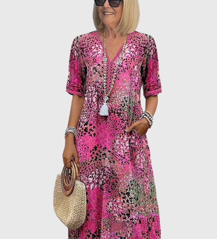 Bella | Elegant Floral Midi Dress – view 4