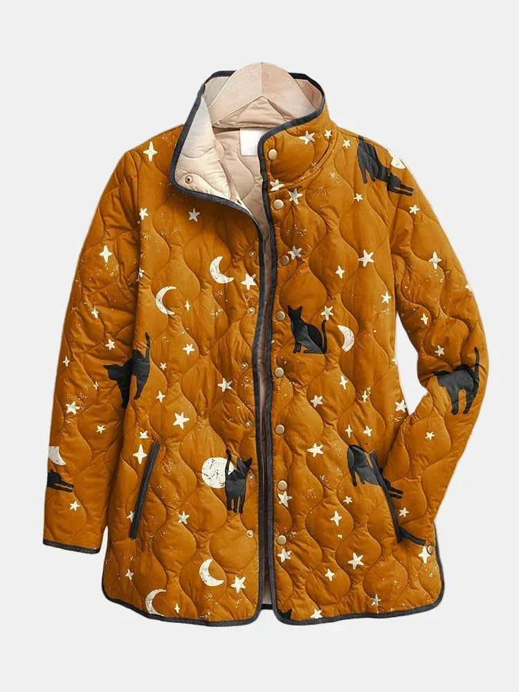 Dympna cats and stars quilted jacket for women | Ellie Dublin