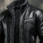 Nikola | Premium Black Jacket with Cozy Sherpa Lining – view 2