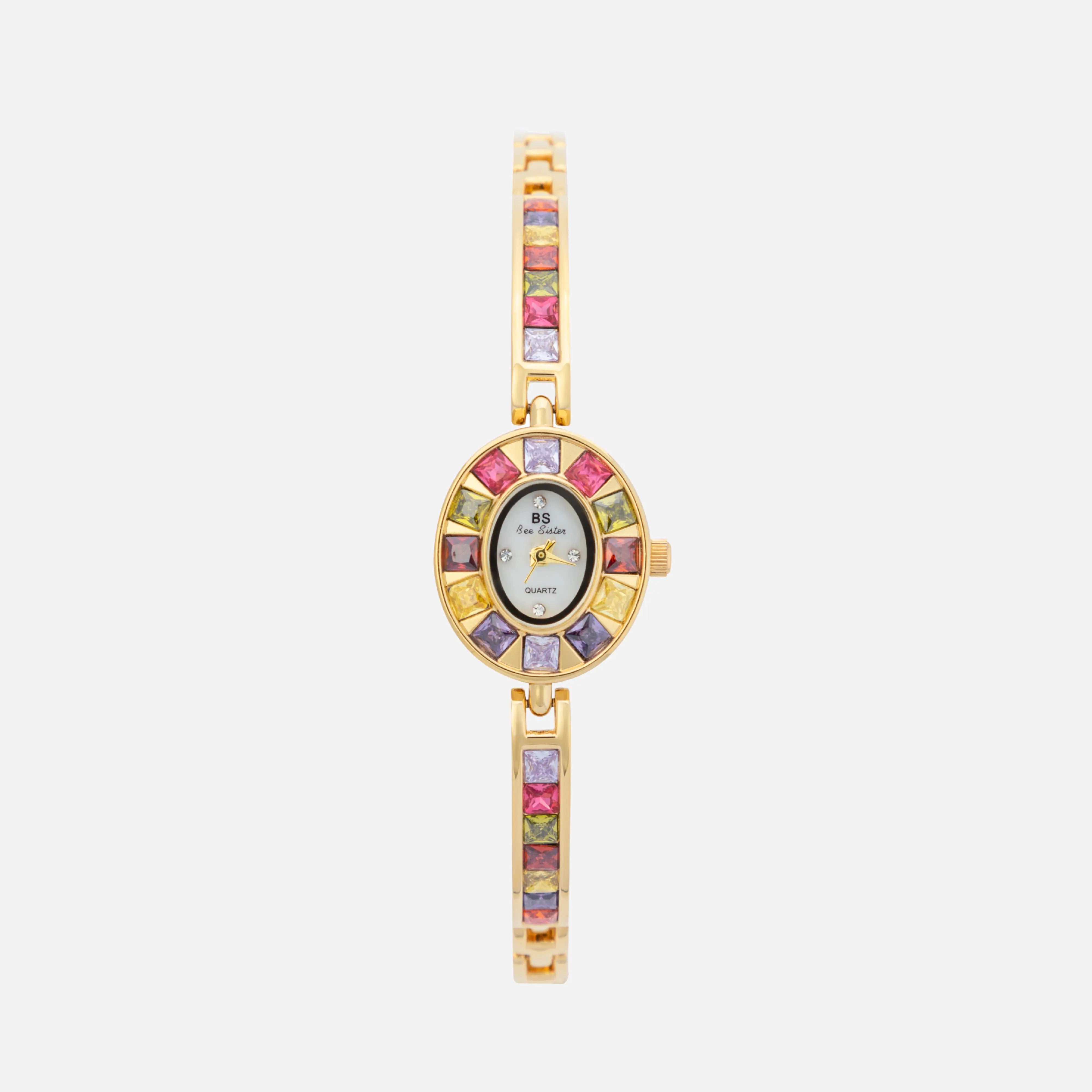 Klara® - Elegant Gold Watch Adorned with Vibrant Crystals