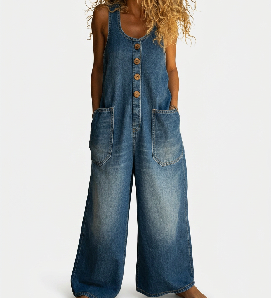 Lison | Vintage Washed Denim Dungarees