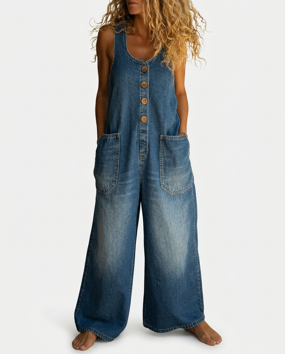 Lison | Vintage Washed Denim Dungarees
