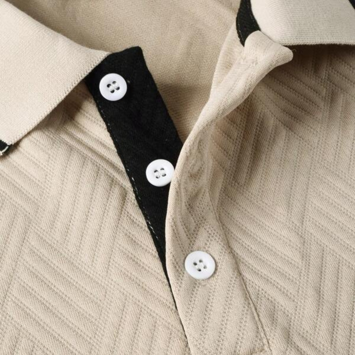 The Maplefall Men’s Apricot Textured Elegant Polo Shirt – view 4