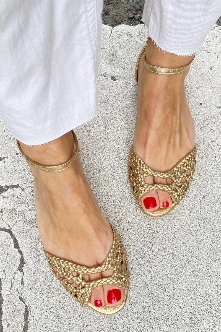 Isadora | Woven Gold Sandals – view 2