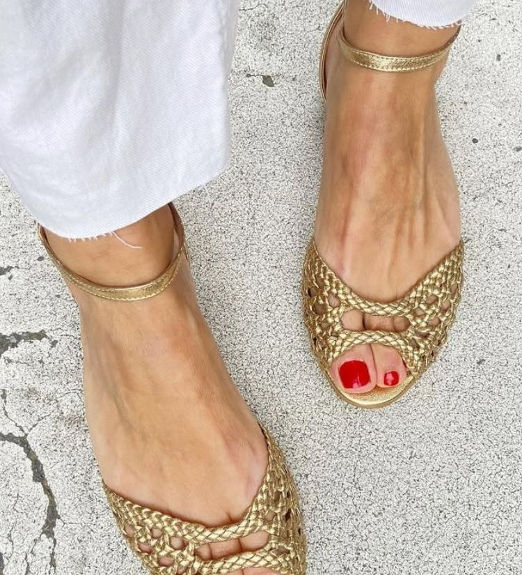 Isadora | Woven Gold Sandals – view 2