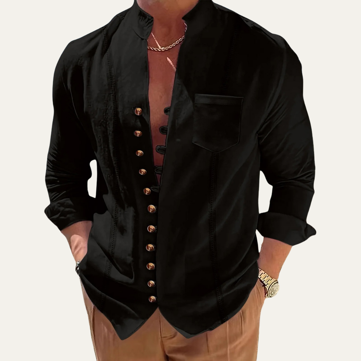 The Riverview Men’s Retro Multi Button Casual Summer Shirt – view 5