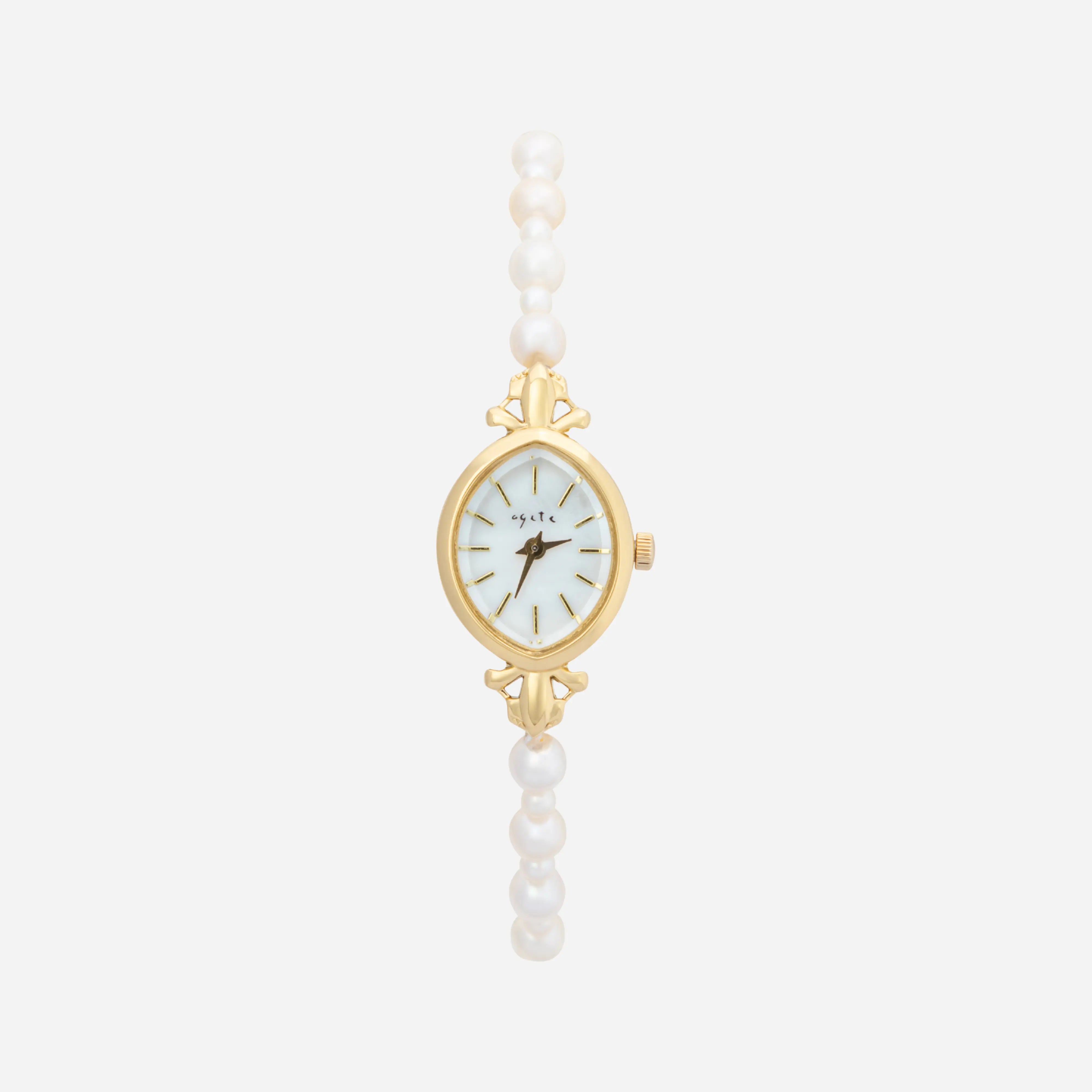 Ana® - Elegant Gold Watch Featuring a Pearl Bracelet