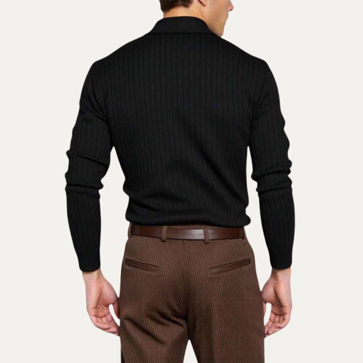 The Ironcrest Hill Men’s Casual Long Sleeve Ribbed Knit Polo Shirt – view 5
