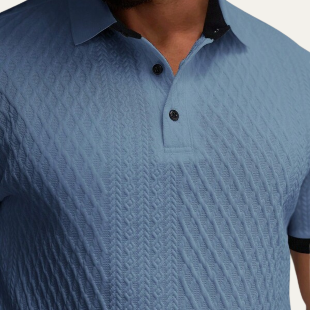 The Brookside Park Men’s Classic Textured Polo Shirt with Contrast Collar – view 5