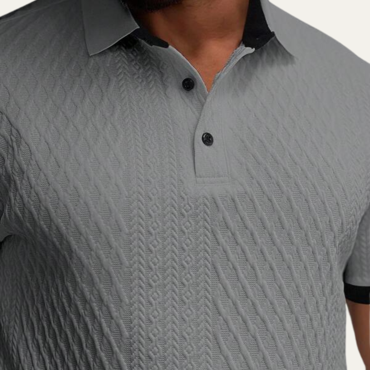 The Glenbrook Hill Men’s Casual Textured Polo Shirt with Contrast Collar – view 5