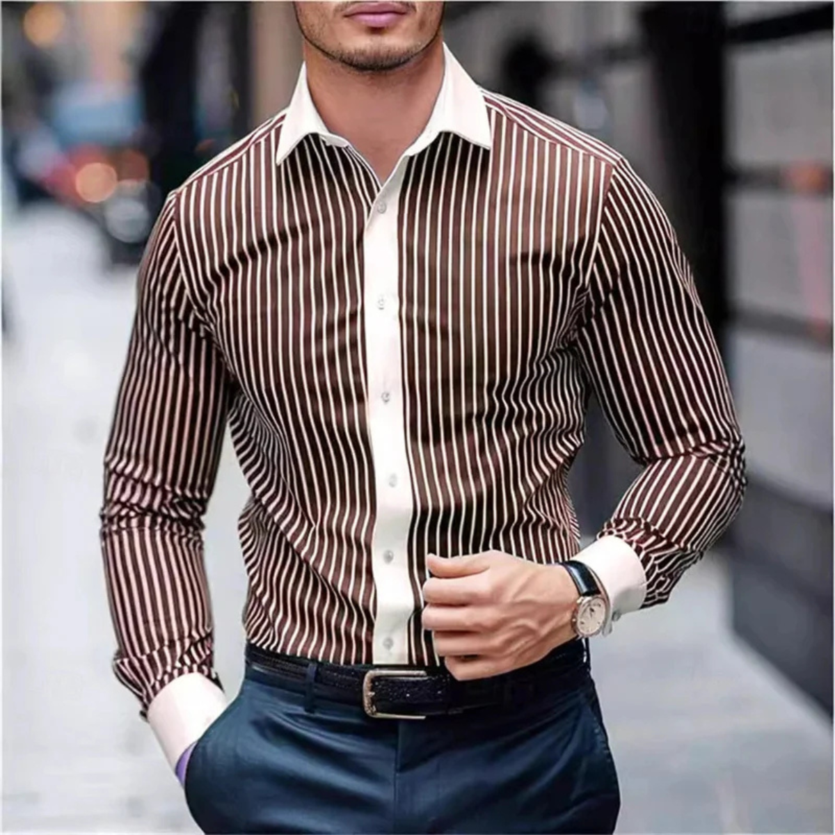 The Harwood Men’s Multicolour Vertical Stripe Casual Shirt – view 4