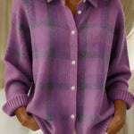 Rebecca relaxed fit checked cardigan for women | Ellie Dublin