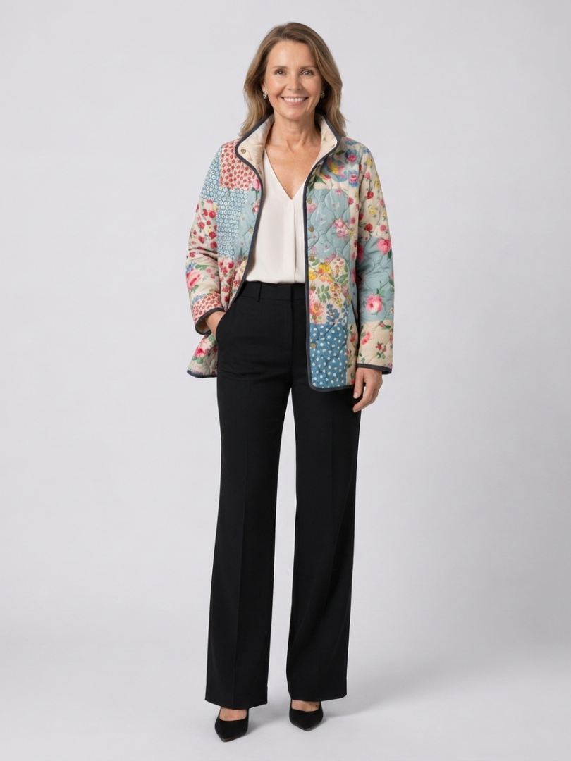 Breda patchwork floral quilted jacket for women | Ellie Dublin