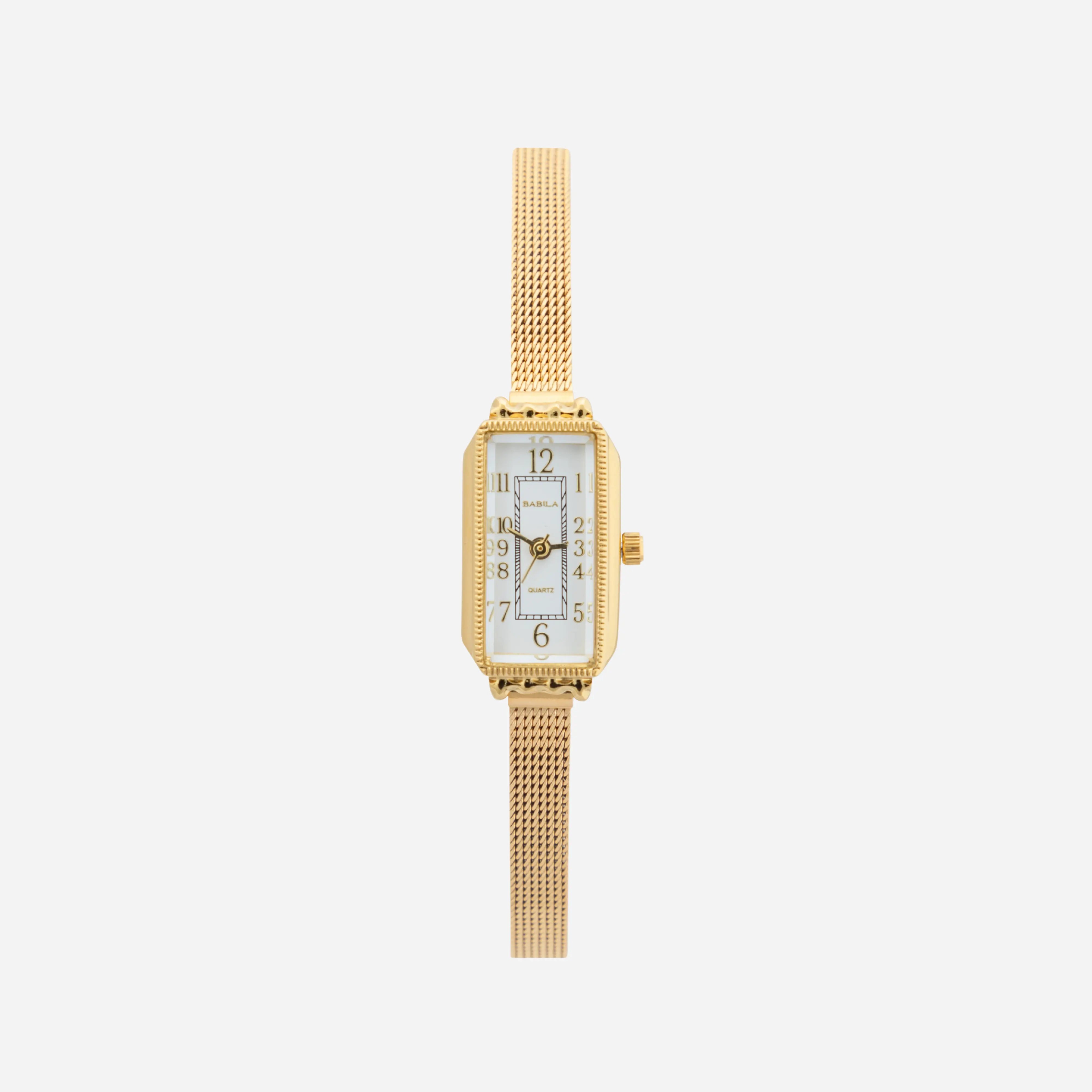Elena® - Rectangular Dial Gold Watch