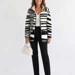 Moira graphic stripe quilted jacket for women | Ellie Dublin
