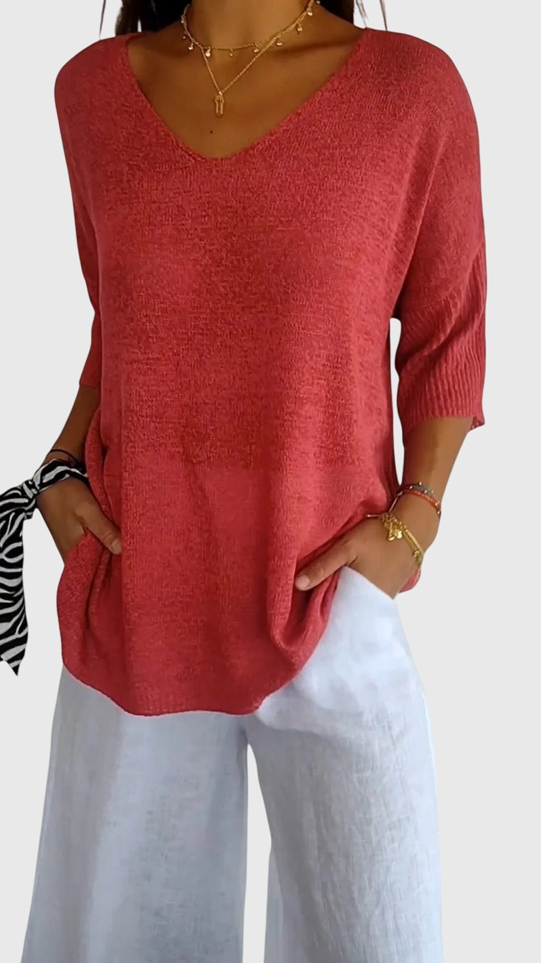Caroline | Stylish V-Neck Blouse – view 2