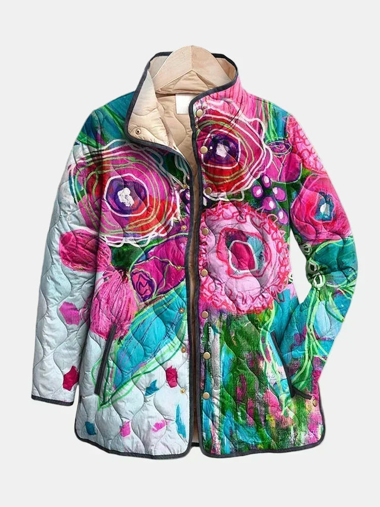 Geraldine watercolour floral quilted jacket for women | Ellie Dublin