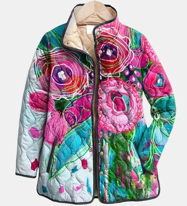 Geraldine watercolour floral quilted jacket for women | Ellie Dublin