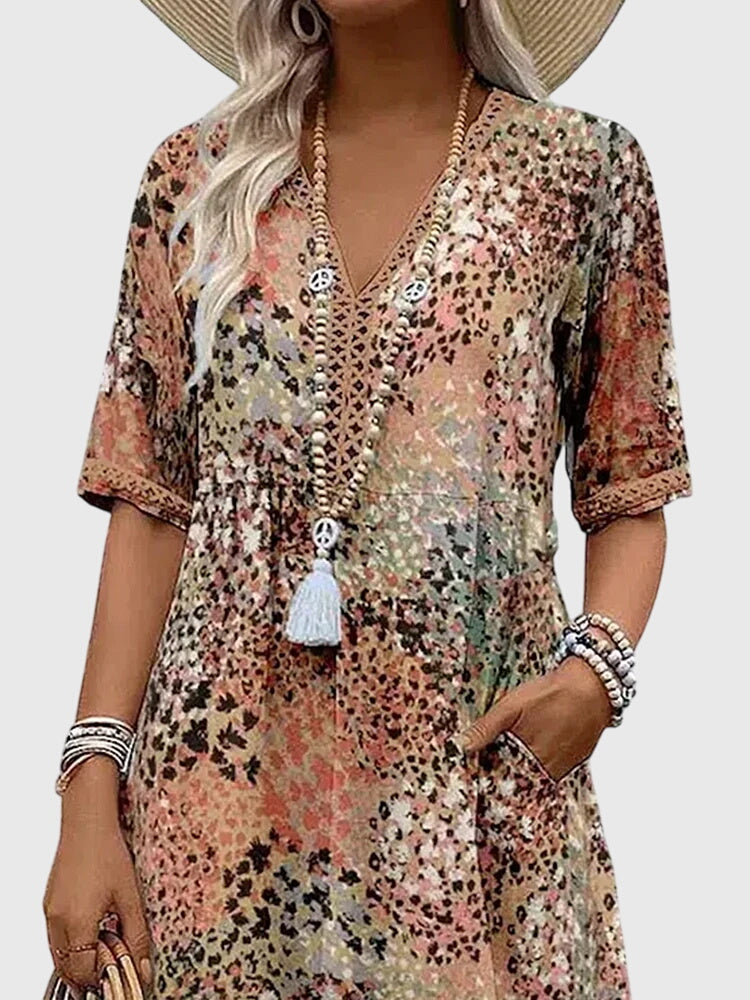 Bella | Elegant Floral Midi Dress – view 6