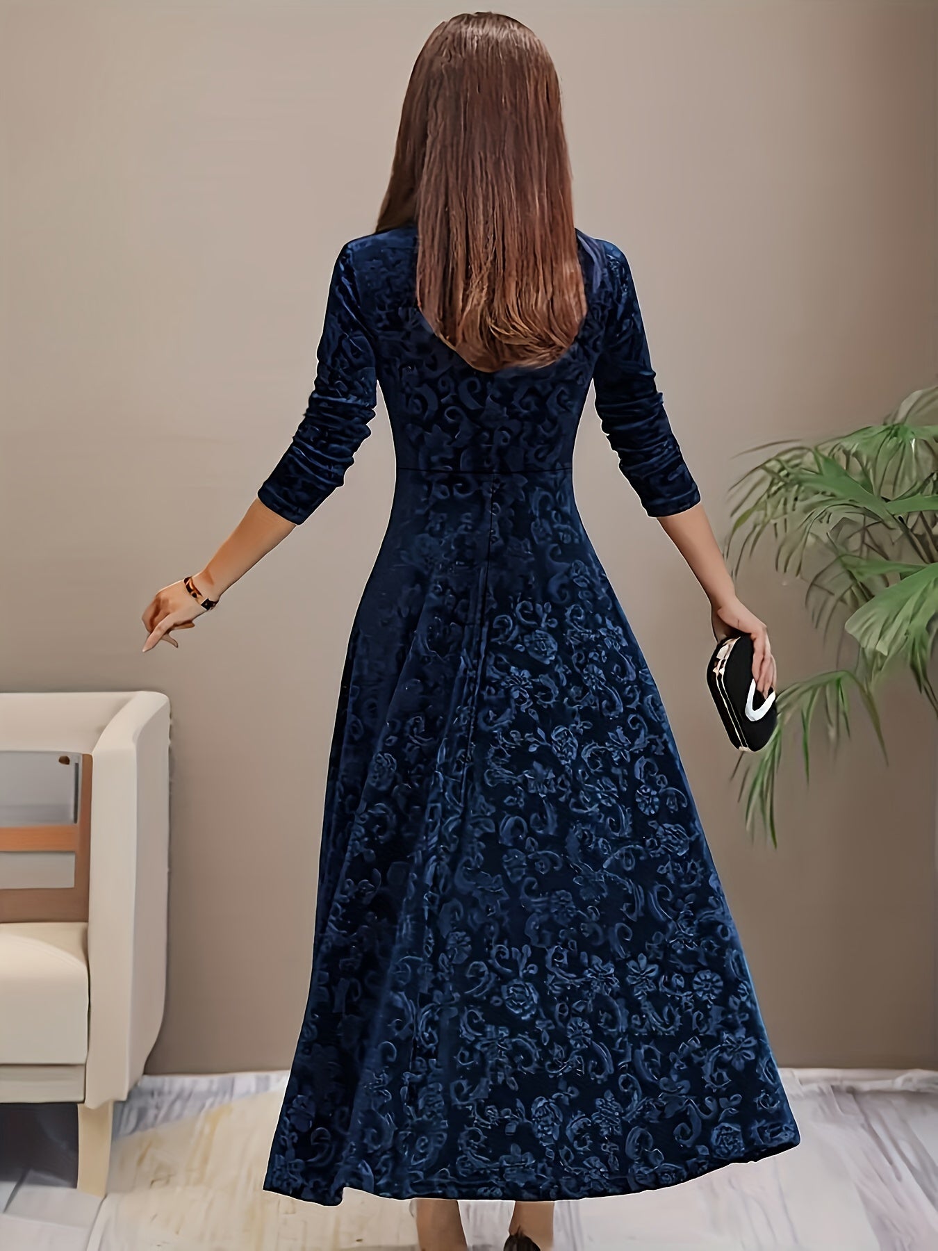 Julie | Elegant Patterned Maxi Dress – view 8