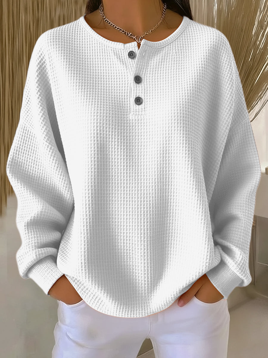 Mirabel waffle henley sweatshirt, second colourway | Ellie Dublin