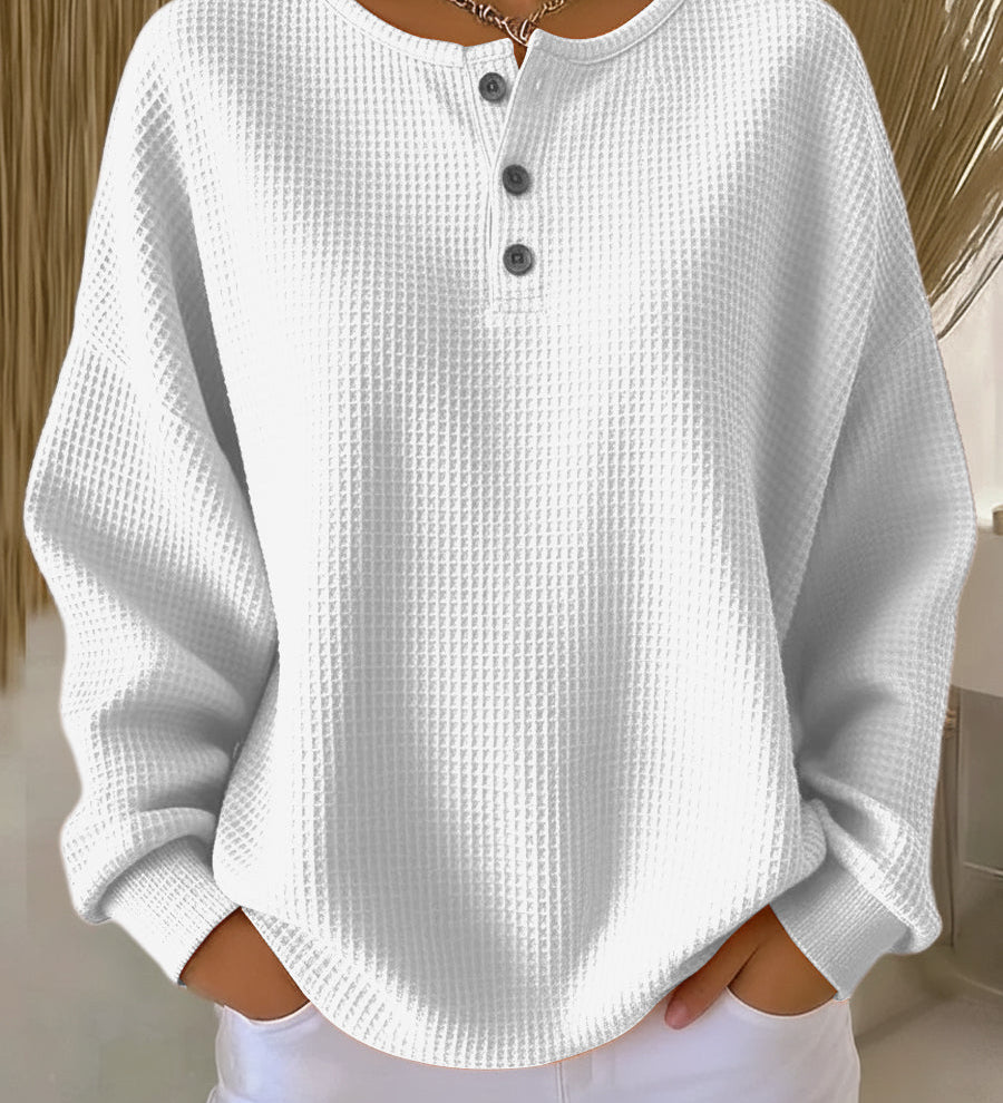 Mirabel waffle henley sweatshirt, second colourway | Ellie Dublin