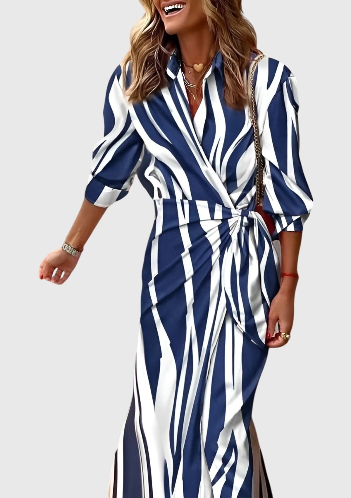 Everly | Elegant Wrap Dress with Print – view 10