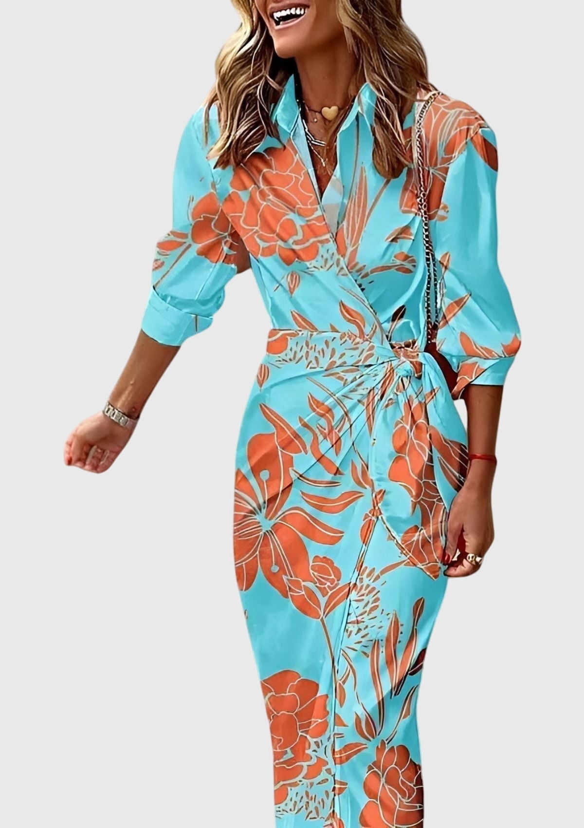 Everly | Elegant Wrap Dress with Print – view 13