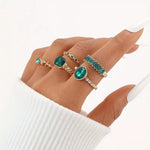 Zarina Gold Emerald Ring Set - Exquisite Design – view 3
