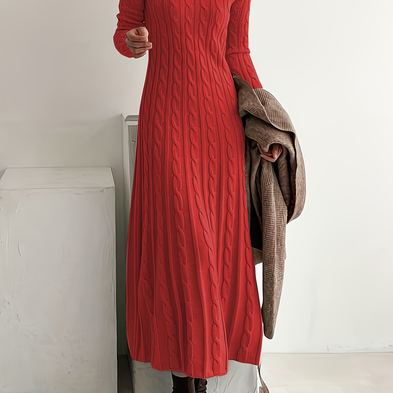 Sarah | Comfortable Cable Knit Maxi Dress – view 12