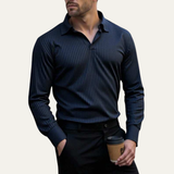 The Oakpark Men’s Trendy Long Sleeve Ribbed Knit Polo Shirt – view 6