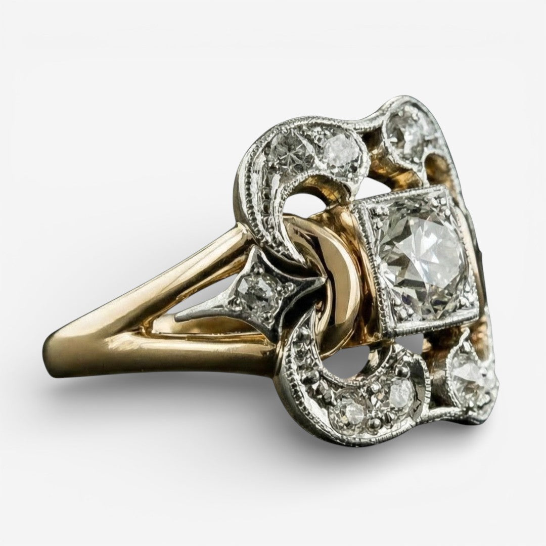 Antique Gold Zirconia Ring
