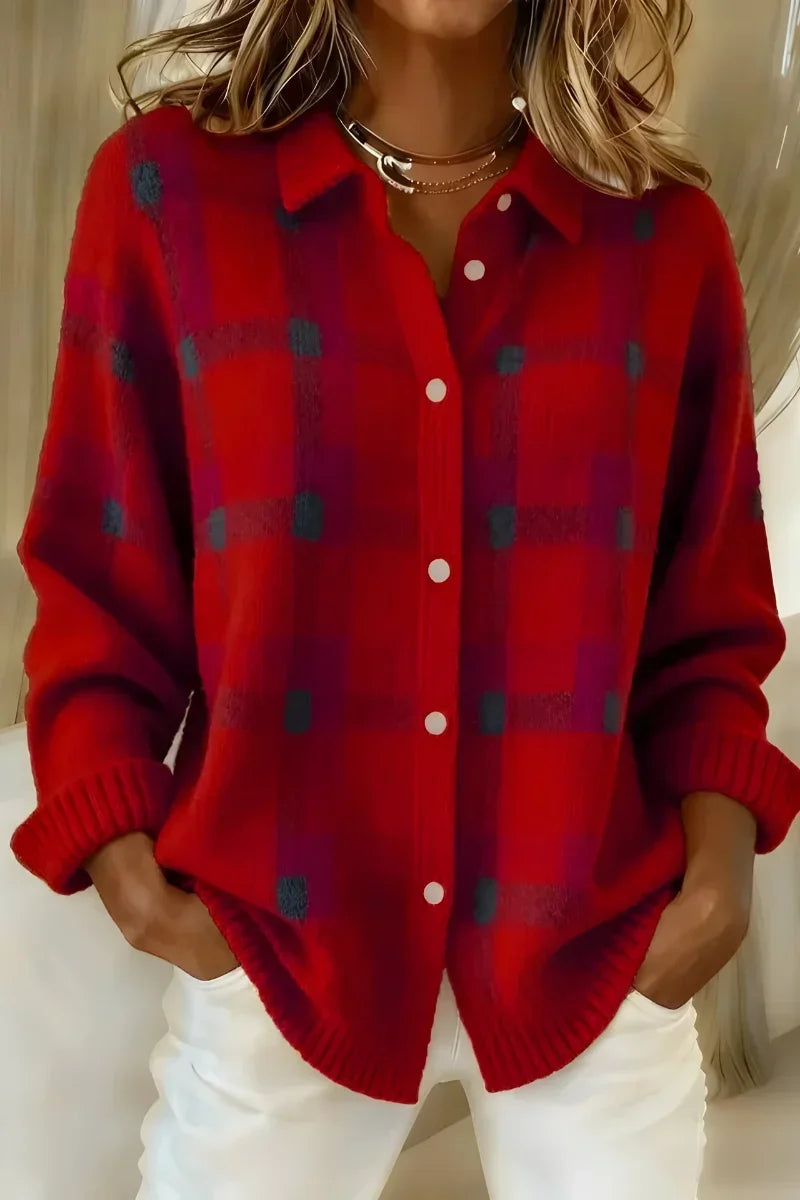 Brittany soft plaid button cardigan for women | Ellie Dublin