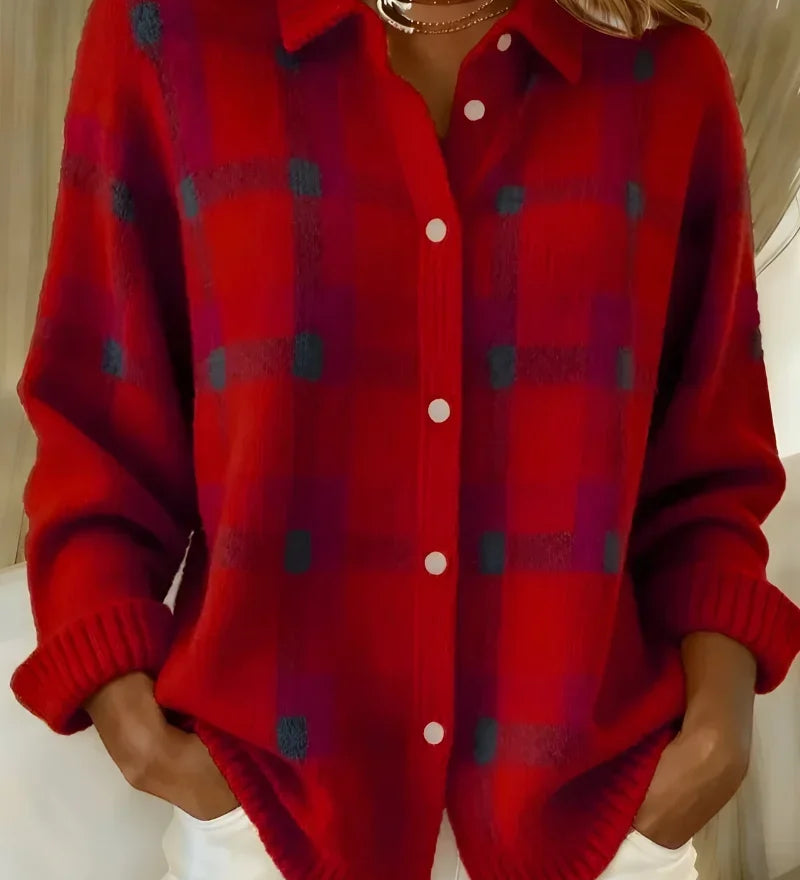 Brittany soft plaid button cardigan for women | Ellie Dublin