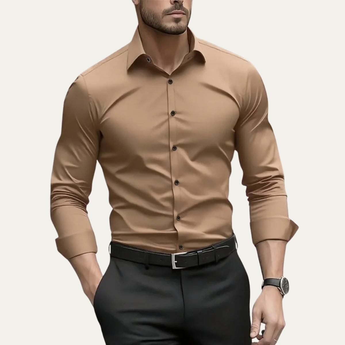 The Pantelleria Men's Elegant Solid Colour Business Shirt – view 6