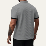 The Glenbrook Hill Men’s Casual Textured Polo Shirt with Contrast Collar – view 6